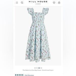 The Maternity Ellie Nap Dress - Pond Floral Poplin and match Belle Bow